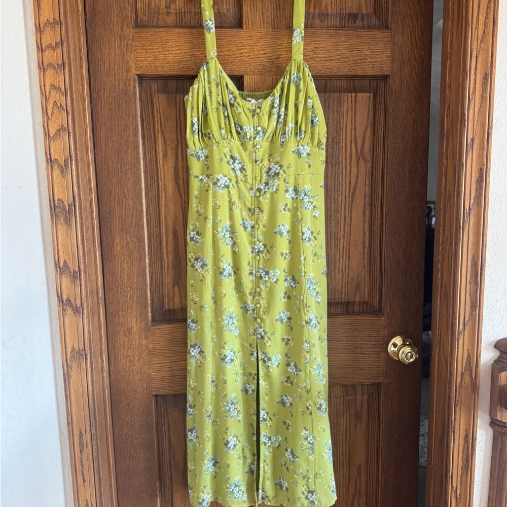 Abercrombie & Fitch Green Floral Print Midi Dress, L